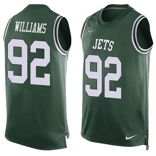 Nike Jets #92 Leonard Williams Green Team Color Men's Stitched NFL Limited Tank Top Jersey - Click Image to Close